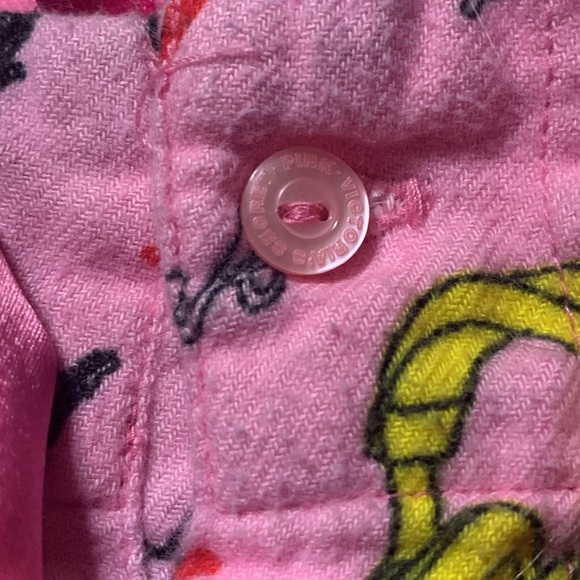 Y2K PINK Victorias Secret Flannel Rock & Roll Bikercore Theme PJ Pants sz M VTG - Picture 6 of 8
